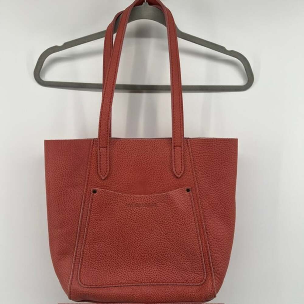 Portland Leather Goods Juliette Tote Shoulder Bag Watermelon Red Pebbled Minimal